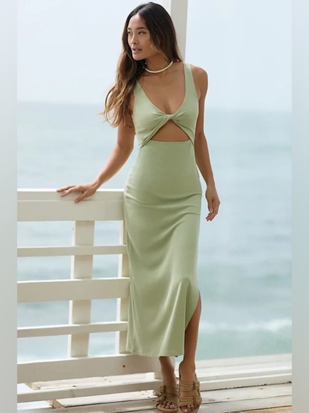 Lspace Nico Cutout Maxi Dress In Light Olive size XS 💫